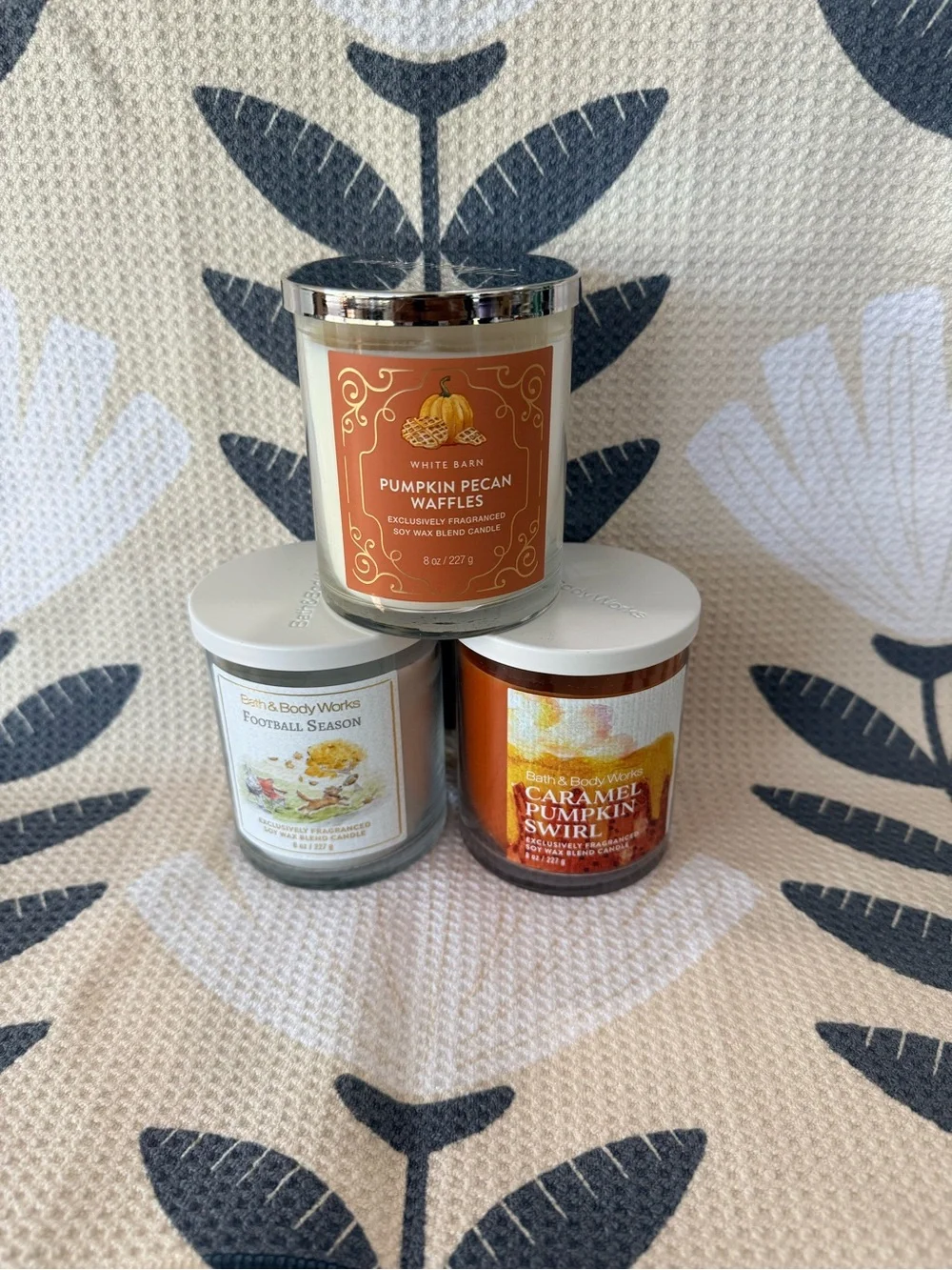 Bath & Body Works Single Wick Pumpkin Pecan, Caramel Pumpkin & Football Season